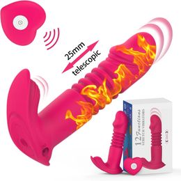 Wireless Remote Control Vibrator For Women Wearable Dildo Retractable Vagina G Spot Massager Sex Toys Smart Heating 240312