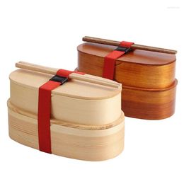 Dinnerware Japanese Bento Box Sushi Tableware Bowl Container Eco-friendly Wooden Lunch Picnic School Kid Office Worker