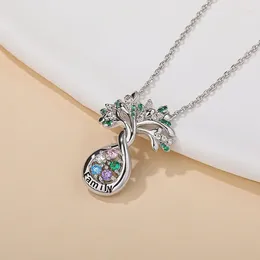 Pendant Necklaces Exquisite Fashion Tree Of Life Family Colorful Zircon Necklace For Women Banquet Party Jewelry Gifts