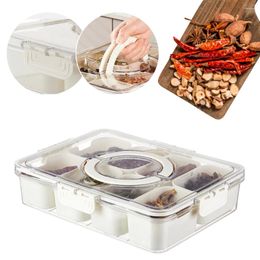 Storage Bottles Spice Box With Lid & Handle Snack Organiser 4/8 Compartments Portable For Sweets Veggie Nuts Fruit