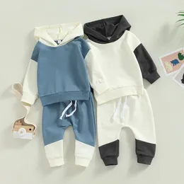 Clothing Sets 2024 Spring Autumn Toddler Born Baby Boys Patchwork Colour Long Sleeve Hooded Sweatshirts Drawstring Pants