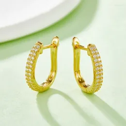 Hoop Earrings 0.28ct Melee Vvs 1mm Diamonds Jewellery Women Earring Pave Hoops Gold Plated Sterling Silver 925 Diamond Moissanite