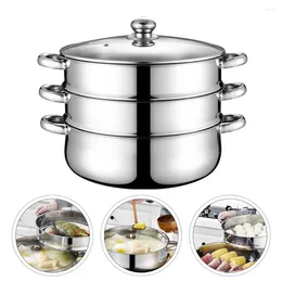 Double Boilers Stainless Steel Soup Pot For Steaming Cooking Three Layer Steamer Induction Cooker