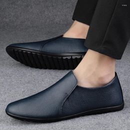 Casual Shoes Men High Quality Leather Loafers Slip On Moccasins Men's Flats Fashion Male Driving Size 36-46