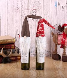 2019 Red Wine Bottle Cover Bags Decoration Home Party Santa Claus Christmas Packaging Christmas Family Dinner Decor4129125