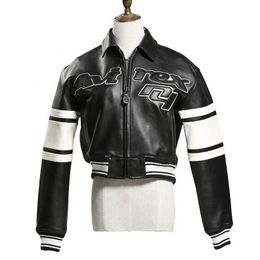 Oem High Quality Europe Us Plus Size Genuine Leather Clothes Authentic Womens Lamb Skin Varsity Club Short Jackets