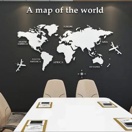 Stickers 3D Acrylic Home Decoration World Map Mirror Wall Sticker DIY Crystal Sticker Office Study Sofa TV Background Wall Sticker