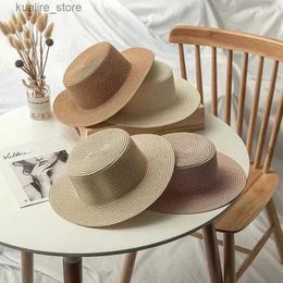 Wide Brim Hats Bucket Hats Sun Hats Women Men Caps Flat Top Wide Brim Straw Hat Summer Beach Casual White Black Bucket Women Hat 2022 New L240322