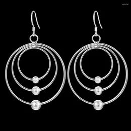 Dangle Earrings Fine Silver Plated Three Circle Beads For Women Fashion Jewelry Drop Christmas Gifts Wedding Party