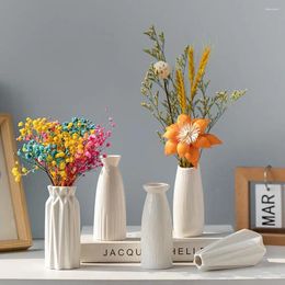 Vases Imitation Ceramic Flower Vase Simplicity White Nordic Style Pot Home Decoration Garden Wedding Decor