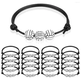 Charm Bracelets 20 Pcs Baseball Wristbands Beads Bracelet Adjustable Sport Ball Volleyball