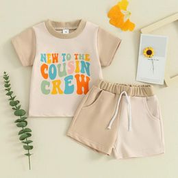 Clothing Sets Toddler Baby Boy Girl Summer Outfit Cousin Crew Letter Print Short Sleeve T Shirt Shorts Clothes Set 0-3T