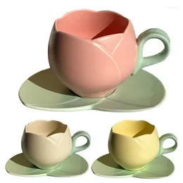 Mugs Flower Shaped Tea Cups Ceramic Floral Coffee Mug Set With For Juice Milk And Family Gathering Shape Water Cup