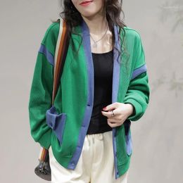 Women's Jackets Women Coat Sweatshirt Spring Autumn Jacket Vintage Oversized Clothing Sportswear Patchwork Tops Korean Chic Outerwear