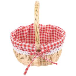 Baskets Bread Container Wicker Storage Basket Little Red Riding Hood Bamboo Bride Picnic Bag