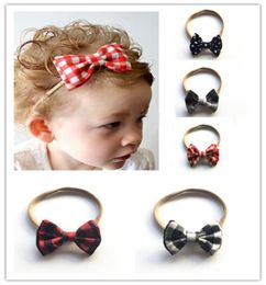 Child Bow Headband Headwear Girl Double Layer Lattice Cloth Plaid Dot Multicolor Nylon Double Bow Red Black Lattice 283984645