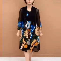 Party Dresses Mother's Dress Two-piece Sets Middle-Aged And Elderly Women's Summer Cardigan Temperament Windbreaker Sleeveless Suits