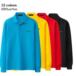 Polos Shirts Men Autumn Breathable 100%Cotton Polos Shirts Long Sleeve Polos Homme Casual Plus Size S-4XL Polos Sweatshirt 240328