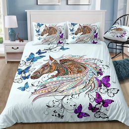 Bedding Sets Fashion Creative Duvet Cover Set (1 2 Pillowcase) Horse Butterfly Print Soft Comfortable For Bedroom