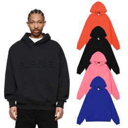 2023 Herbst/Winter Mode Lila Marke Klassische Brief Gleiche Farbe Bestickt Paar Hoodie Pullover für Männer und Frauen