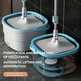 1 Set, Spin Bucket Set with 4 Mop Cloth, Household Rotating Floor Hands-free Wash Dust Removal Mop, Dry and Wet Use, Perfect for Home, Kitchen, Bathroom Floor,