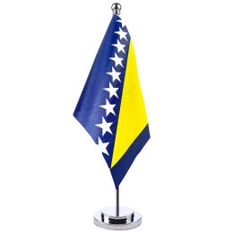 Accessories 14x21cm Office Desk Flag Of Bosna Banner Bosnia and Herzegovina Cabinet Flag Set