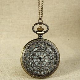 Pocket Watches Fob Vintage Bronze Tone Spider Web Design Chain Pendant Life Waterproof Men's Watch Birthday Anniversary Gift 326s