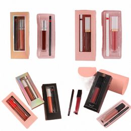 wholesale Lipgloss Lg Lasting Permanent Water Resistant Lipstick Lip Liner Makeup Set Private Label Glossy Matte Lipstick Set x26C#