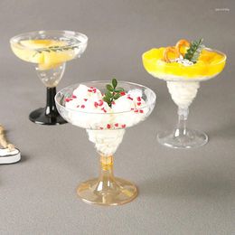 Disposable Cups Straws 10Pcs High Foot Mousse Cup Margaret Plastic Red Wine Dessert Pudding Champagne