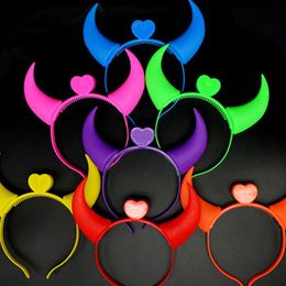 Flashing Hair Hoop Glowing String LED Devil Horns Light Headband Lights Wrapped Party Halloween Gift Glow Supplies Beauty Decor HZ14