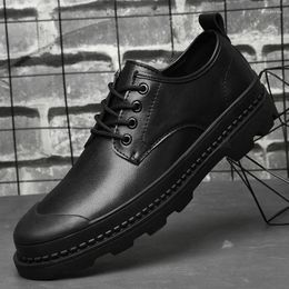 Casual Shoes Spring Autumn Men's Genuine Leather Durable Sole Low Top Outdoor Work Dress Free Delivery