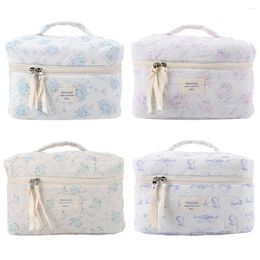 Cosmetic Bags Women Organizer Bag Large Capacity Quilted Makeup Storage Aesthetic Holder Soft Floral Toiletry
