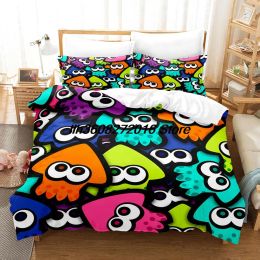 sets Game Splatoon Inkling Squid Bedding Set Single Twin Full Queen King Size Bed Set Aldult Kid Bedroom Duvetcover Sets Kawaii New