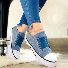 Casual Stars 295 Shoes Women Vulcanised Dots Canvas Womens Flat Sneakers Plus Size 17 s