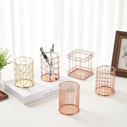 Cosmetics Makeup Brushes Storage Box Cylindrical Case Storage Lipstick Brush Pen Holder Organiser Wrought Iron Pen Storage