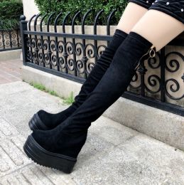 Boots Winter Increases Heel Women's Ankle Boots Thick Bottom Wedges 15CM High Heel Platform Shoes Black Motorcycle Boots Female