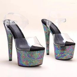 Dance Shoes Women's 17CM/7inches PVC Upper Plating Platform Sexy High Heels Sandals Pole 051