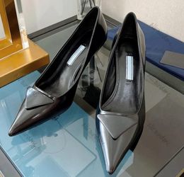 Designer Sandal Luxury Brands Dress Shoes High Heels Low Heel Black Brushed Leather Slingback Pumps Black White Patent Leathers Casual Shoes size 35-40