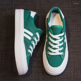 Casual Shoes Fashion Girls Autumn Sport For Women Canvas Striped Sneakers Dark Green Tennis Trainers Ulzzang Plimsolls