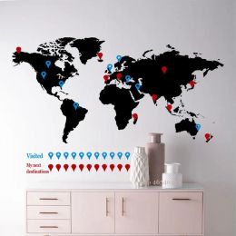 Stickers Large World Map Wall Decal Travel wall decals Sticker Home Bedroom Living Room Decor Office Adhesive Vinyl Wall Mural N174