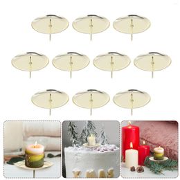 Candle Holders 10pcs Fixing Holder Metal Wreath Fixator Tealight Clips Stand Ornament For Home Shop Golden Candles &