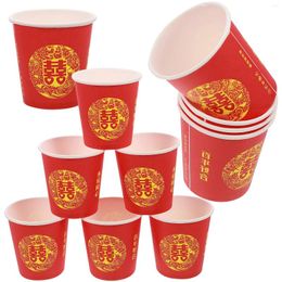 Disposable Cups Straws 100 Pcs Red Cake Stand Glass Paper Beverage Wedding Banquet Bathroom Mug Party Teacups