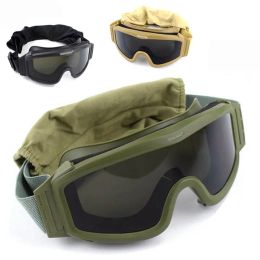 Eyewears Black Tan Green Tactical Goggles Military Shooting Sunglasses 3 Lens Airsoft Paintball Windproof Wargame Mountaineering Glasses
