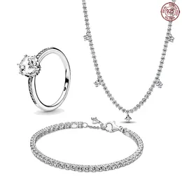 Loose Gemstones Brilliant 925 Sterling Silver Classic Zircon Jewellery Set Exquisite Necklace Bracelet Ring For Girlfriends And Friends