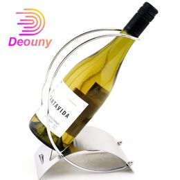 DEOUNY Home Wine Cabinet European Style Stainless Steel Single Bottle Holder Rack Display Stand Bar Tools 240315