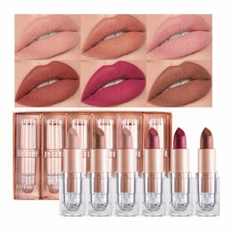 6pcs/box Veet Matte Lipsticks Set Lg Lasting Waterproof Sexy Red Nude Lip Stick Tint Pen Natural Makeup Beauty Cosmetic p2R2#