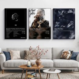 Calligraphy Pop Poster Smoke Shoot Stars Meet Woo 2 Music Album Cover Poster Prints Canvas Painting Art Wall Picture Living Room Home Decor