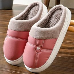 Slippers Loves PU Leather Plush House Winter Shoes For Women Flurry Slides Unisex Flat Warm Cotton