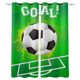 Curtains Soccer Balls Football Design Curtain Lights Living Room Kitchen Bedroom Curtain Panels With Grommets Window Treatment Ideas