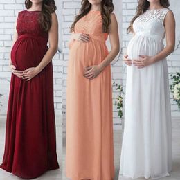 Kobiety w ciąży koronkowe długie sukienka maxi suknia macierzyńska Pography Rekwizyty ubrania swobodne sukienki 240321